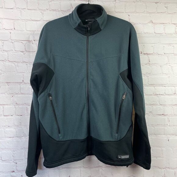 REI Gray and Black full zip long sleeve fleece jacket.  Men's size Medium - Picture 1 of 8